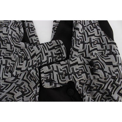 Karl Lagerfeld Gray Black Silk Blouse Top