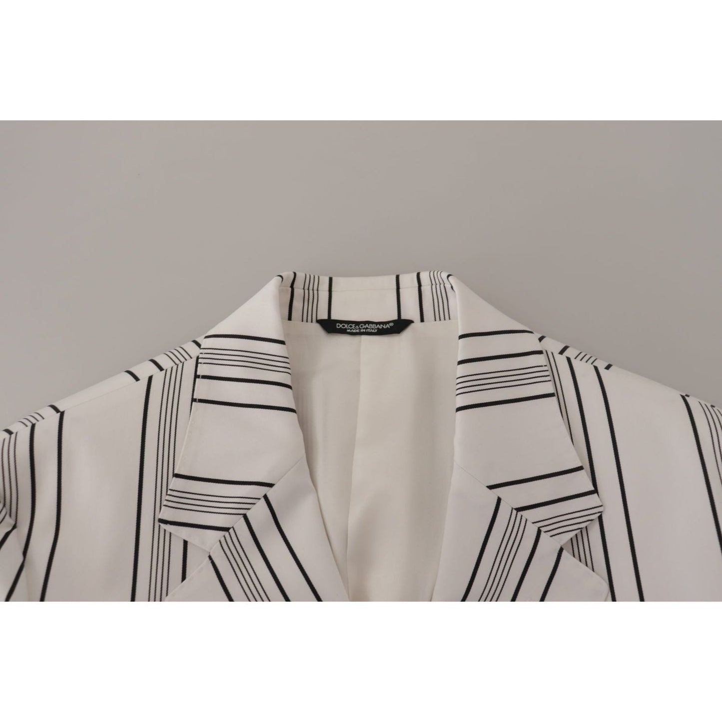 Dolce & Gabbana White Stripes Cotton Single Breasted Blazer
