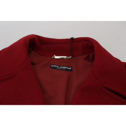 Dolce & Gabbana Red Wool Double Breasted Coat Jacket