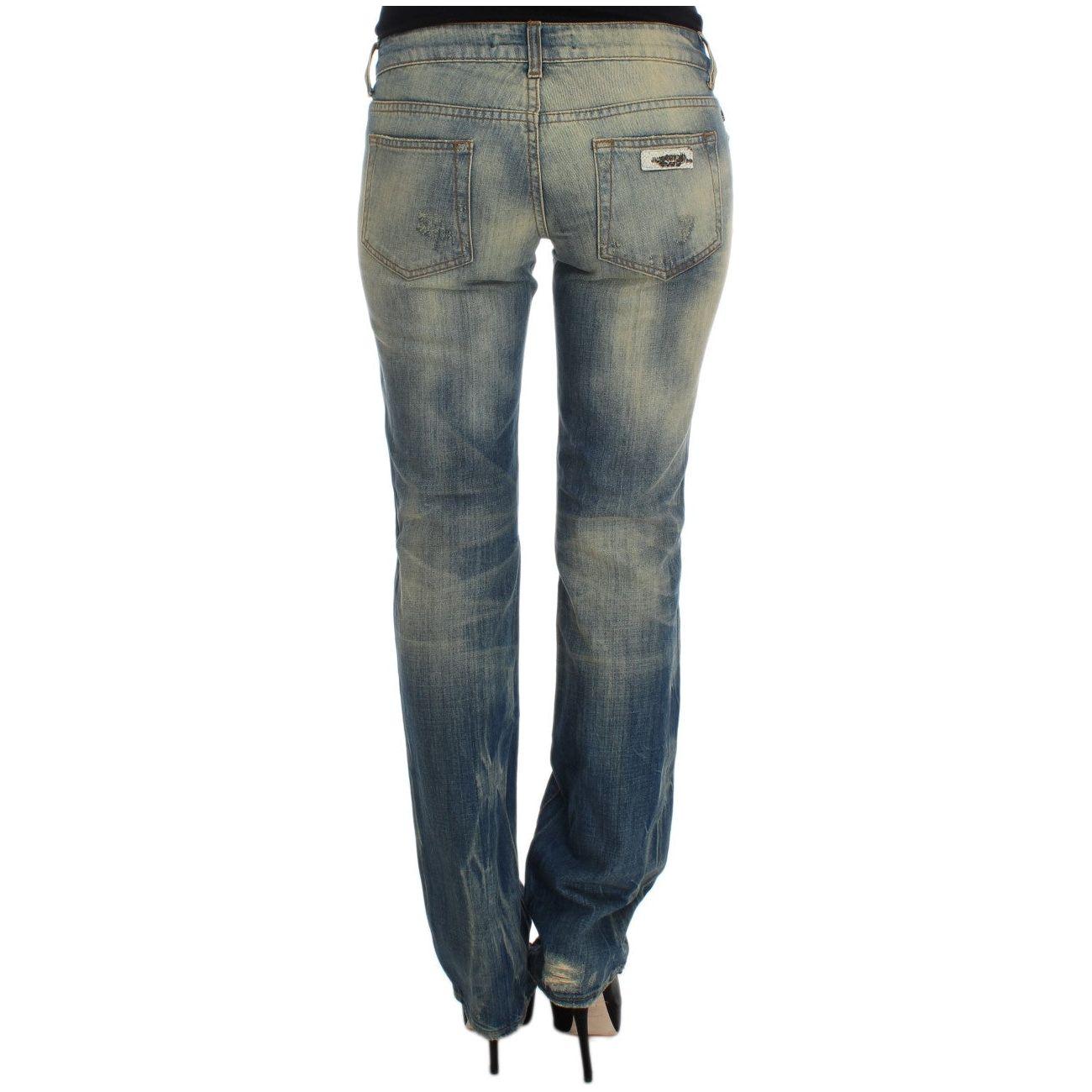Cavalli Blue Wash Cotton Slim Fit Bootcut Jeans