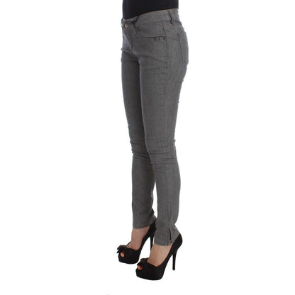 Costume National Gray Cotton Blend Slim Fit Jeans