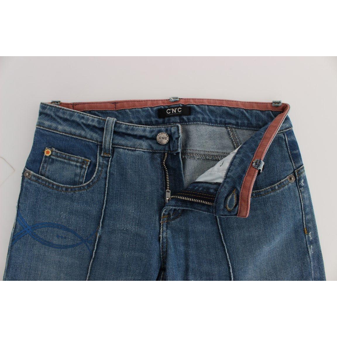 Costume National Blue Cotton Slim Fit Cropped Jeans Jeans & Pants