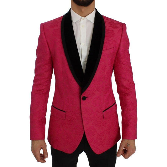 Dolce & Gabbana Pink Floral Brocade Slim Blazer Jacket SIG50050-1