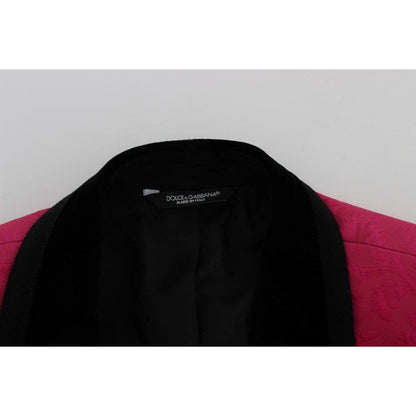 Dolce & Gabbana Pink Floral Brocade Slim Blazer Jacket