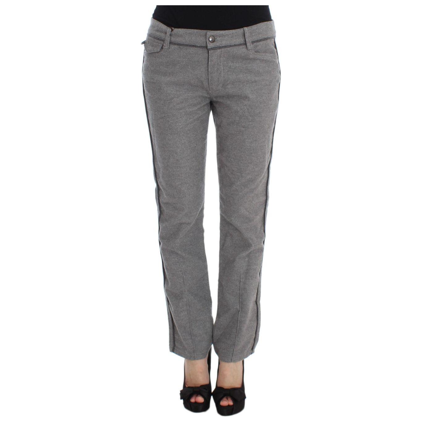 Ermanno Scervino Gray Cotton Straight Fit Casual Pants SIG30297-4