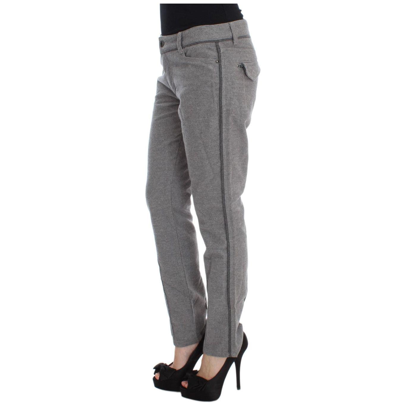 Ermanno Scervino Gray Cotton Straight Fit Casual Pants SIG30297-4