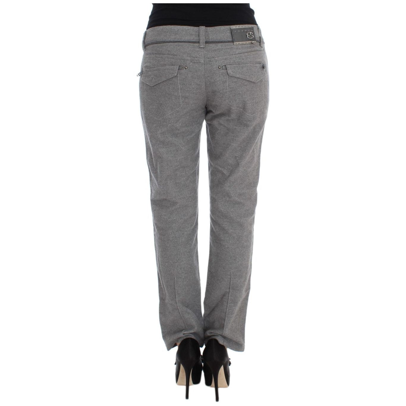 Ermanno Scervino Gray Cotton Straight Fit Casual Pants