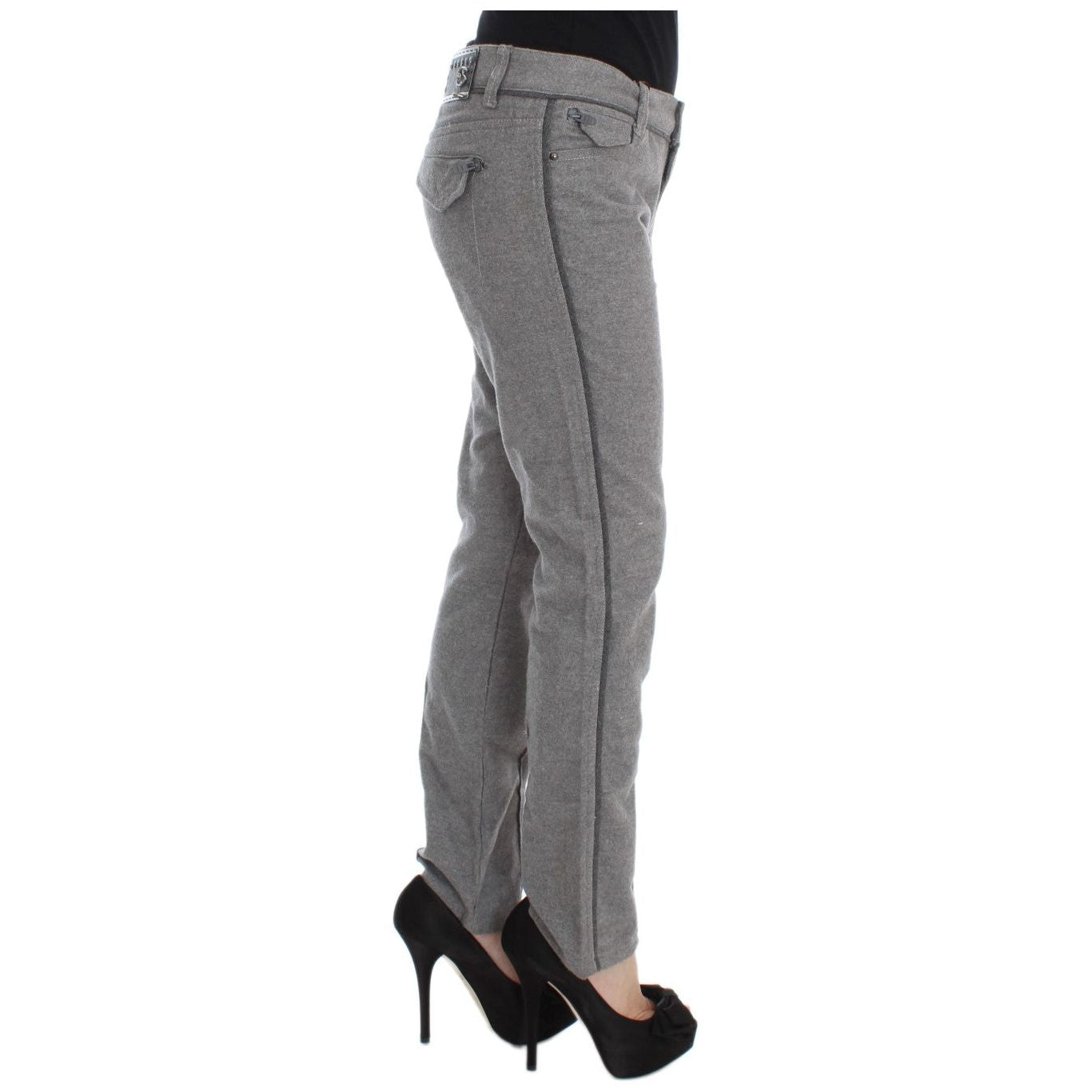 Ermanno Scervino Gray Cotton Straight Fit Casual Pants SIG30297-4