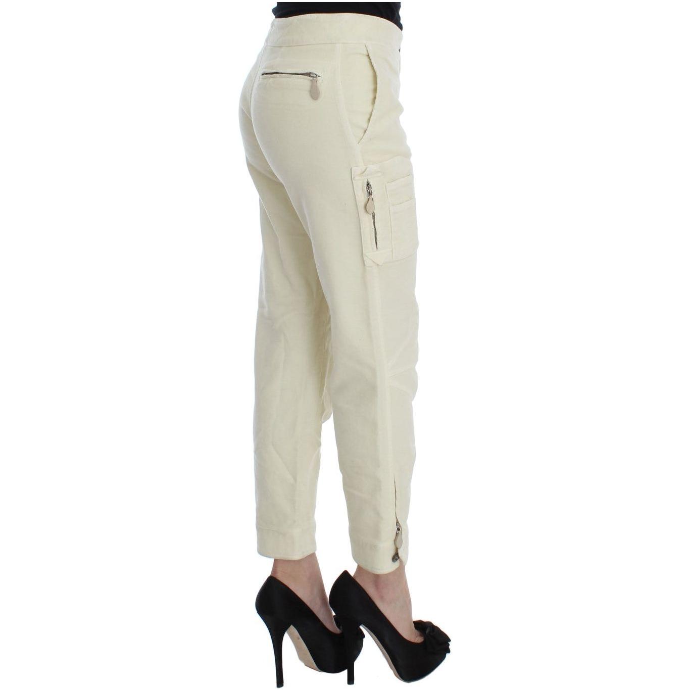 Ermanno Scervino Beige Cotton Capri Cropped Cargo Pants