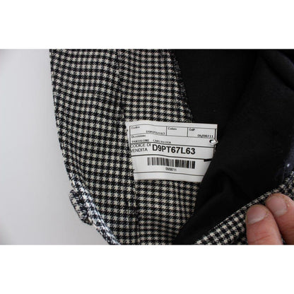 Ermanno Scervino Black White Checkered Cotton Casual Pants Jeans & Pants