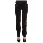 Ermanno Scervino Brown Cotton Velvet Zippers Slim Fit Pants SIG30404-1