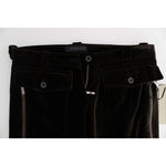 Ermanno Scervino Brown Cotton Velvet Zippers Slim Fit Pants SIG30404-1