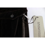 Ermanno Scervino Brown Cotton Velvet Zippers Slim Fit Pants SIG30404-1