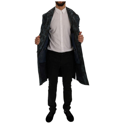 Dolce & Gabbana Blue Camouflage Trench Trench Coats & Jackets