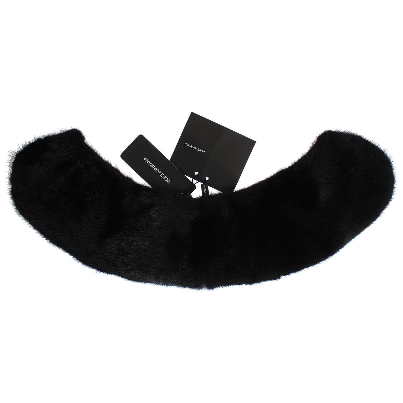 Dolce & Gabbana Black Mink Fur Shoulder Collar Scarf