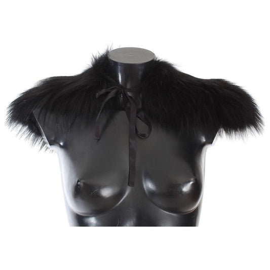 Dolce & Gabbana Black Fox Fur Collar Scarf MS1573-6