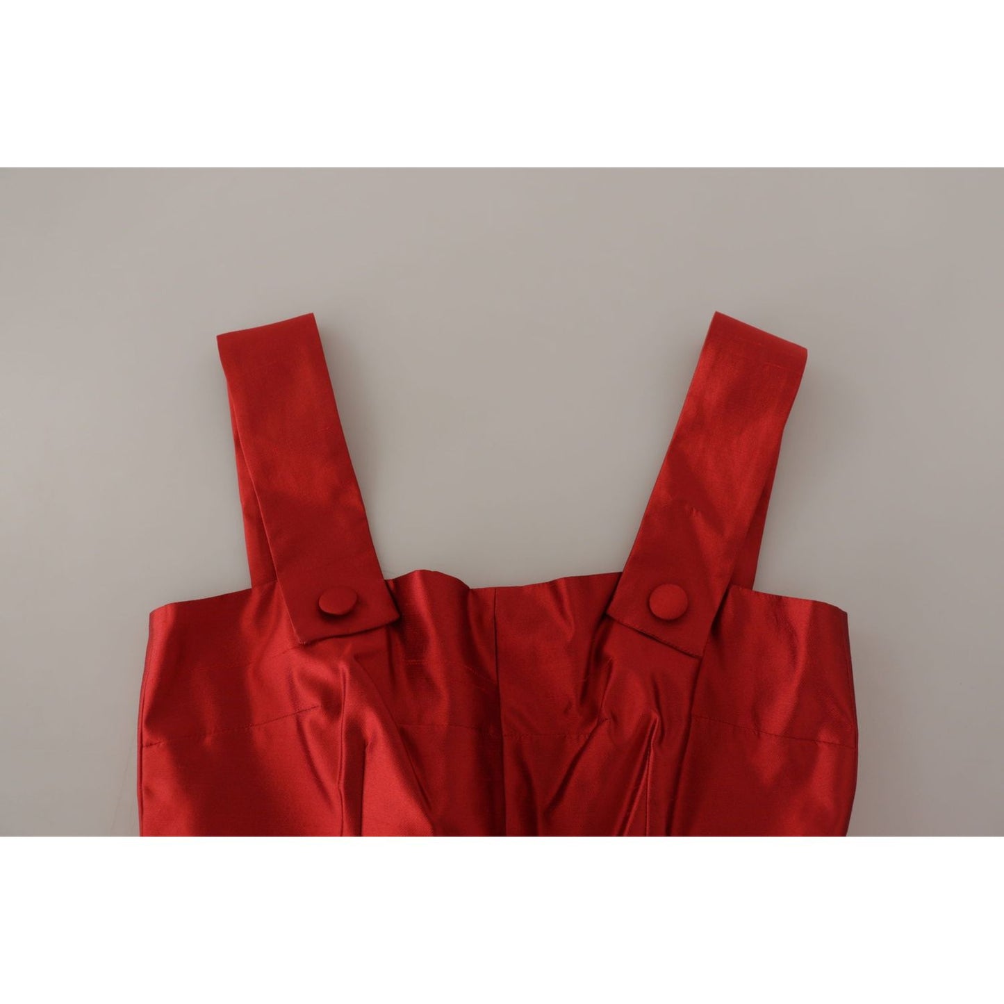 Dolce & Gabbana Red A-line Pleated Satin Silk Dress