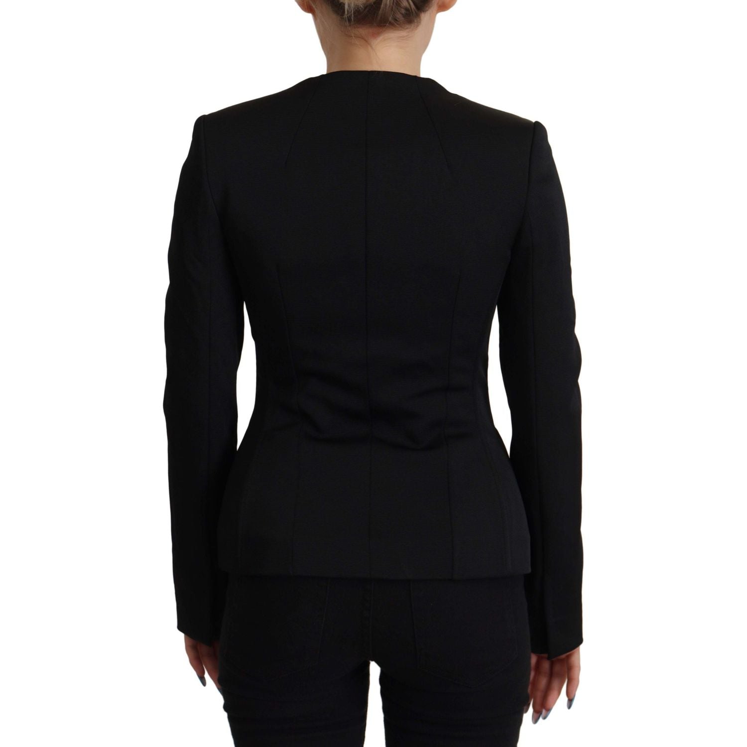 Dolce & Gabbana Black Slim Fit Long Sleeves Snap Jacket