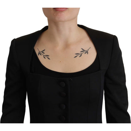 Dolce & Gabbana Black Slim Fit Long Sleeves Snap Jacket