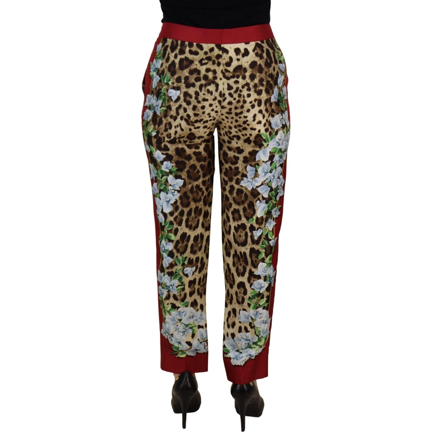 Dolce & Gabbana Multicolor Leopard Flora Printed Mid Waist Trouser Pants