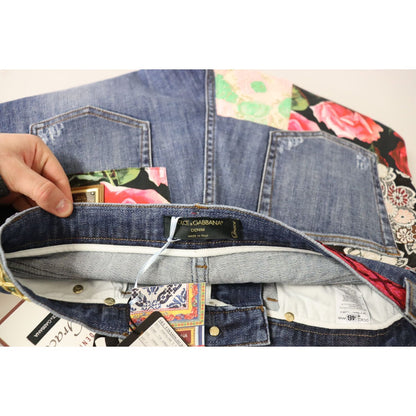Dolce & Gabbana Blue Patchwork High Waist Denim Jeans