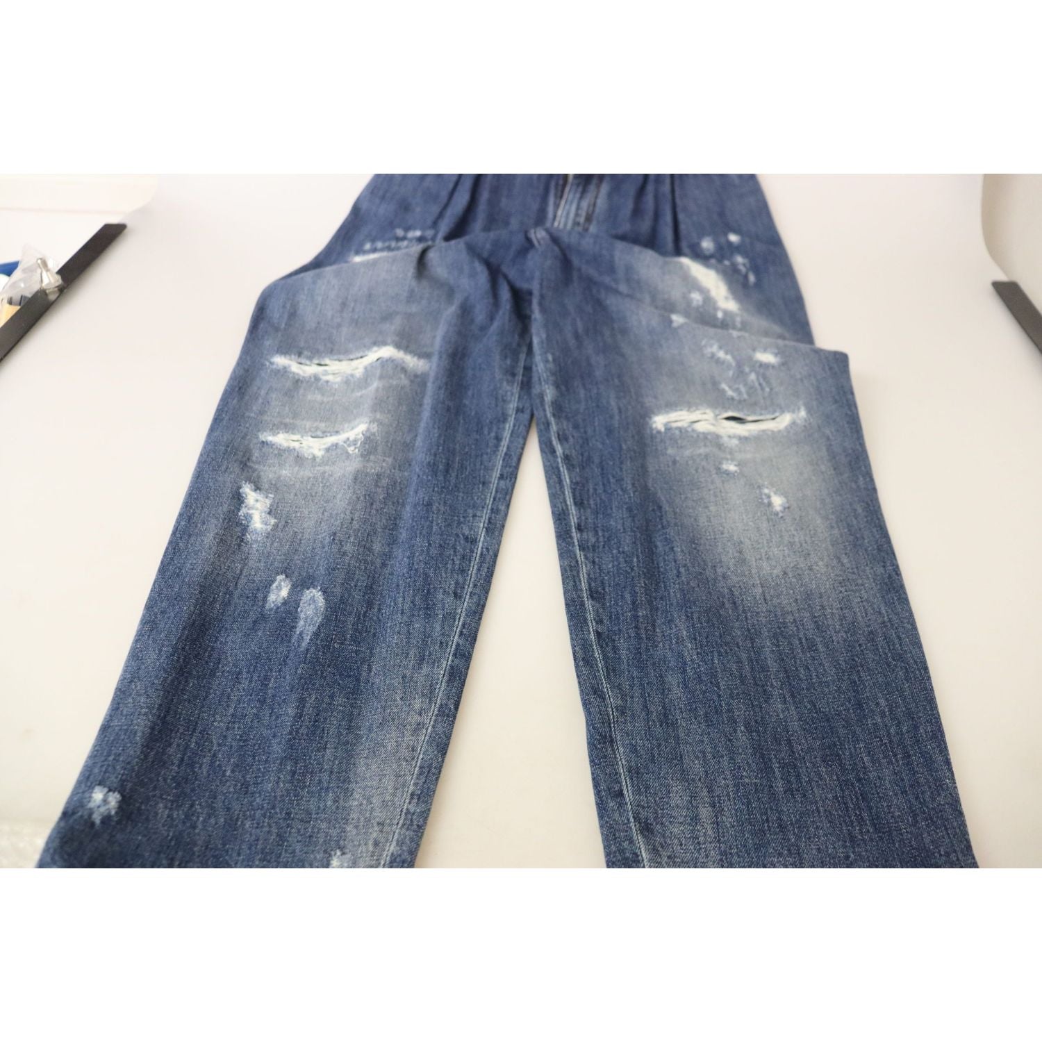 Dolce & Gabbana Blue Washed High Waist Loose Fit Pants