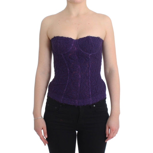 Ermanno Scervino Lingerie Purple Corset Bustier Top Floral Lace SIG11499-1
