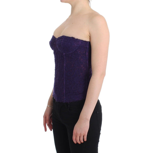 Ermanno Scervino Lingerie Purple Corset Bustier Top Floral Lace SIG11499-1