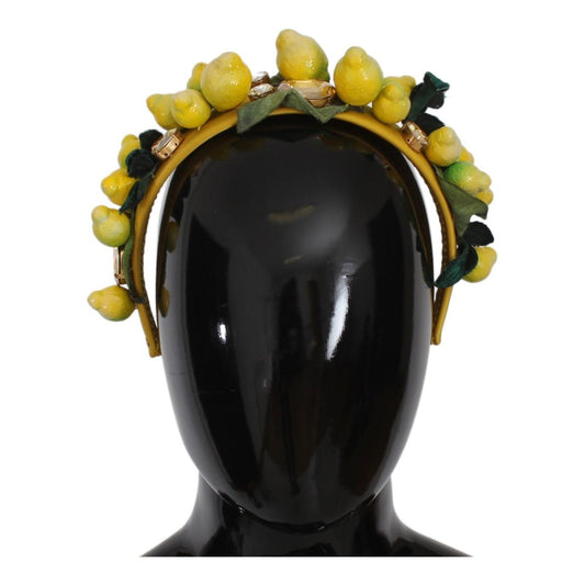 Dolce & Gabbana Yellow Lemons Sicily Crystal Diadem Tiara Headband SMY184