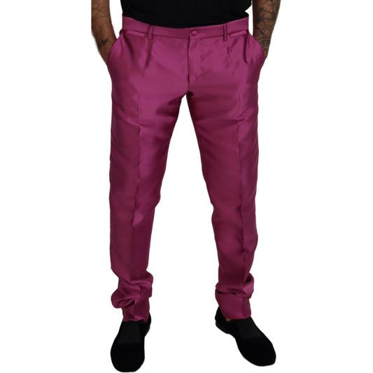 Dolce & Gabbana Pink Silk Slim Trousers Dress Formal Pants PAN73304- 46