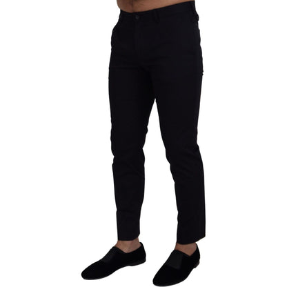Dolce & Gabbana Blue Stretch Cotton Slim Trousers Chinos Pants