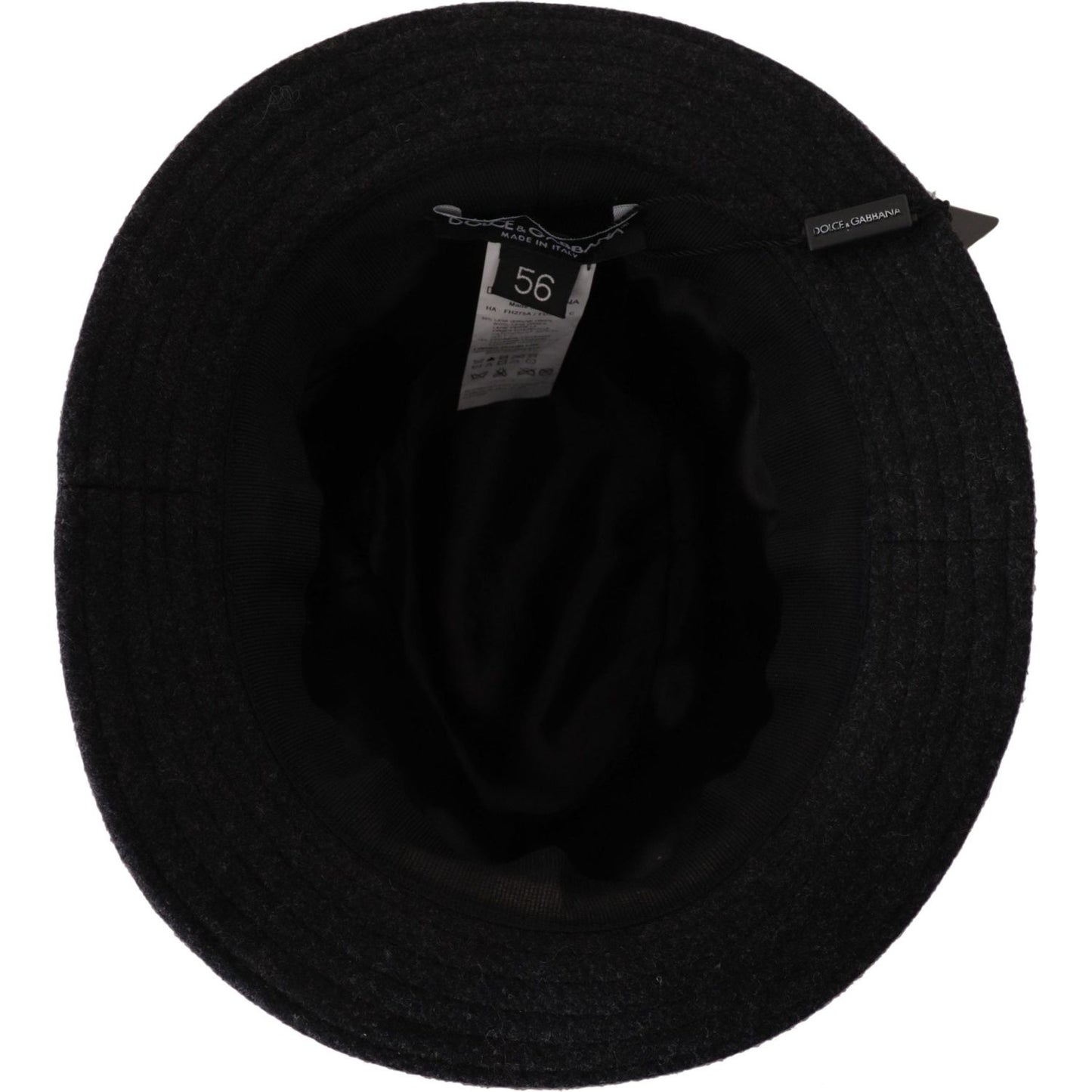 Dolce & Gabbana Gray Virgin Wool Logo Fedora Trilby Cappello Hat