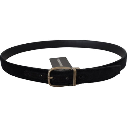 Dolce & Gabbana Black Velvet Leather Antique Metal Buckle