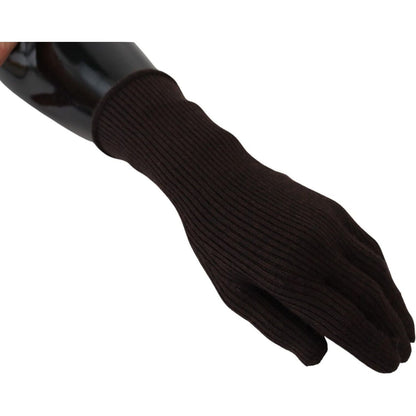 Dolce & Gabbana Brown Cashmere Silk Hands Mitten Mens Gloves