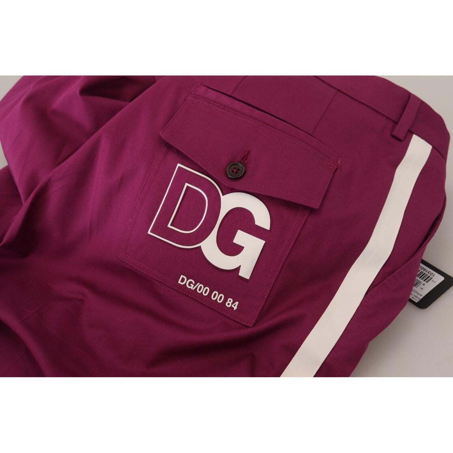 Dolce & Gabbana Magenta Cotton DG Logo Pocket Trouser Pants PAN74385 - 60