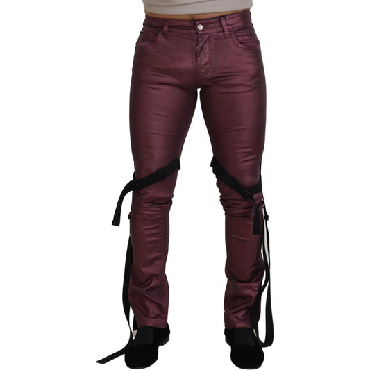 Dolce & Gabbana Magenta Cotton Men Casual Harness Denim Jeans PAN74381 - 48