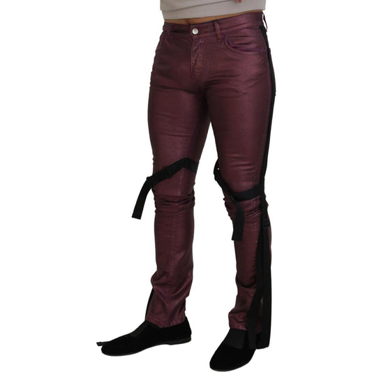 Dolce & Gabbana Magenta Cotton Men Casual Harness Denim Jeans PAN74381 - 48