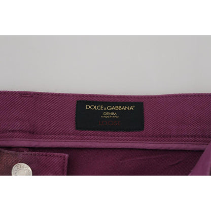 Dolce & Gabbana Magenta Cotton Men Casual Harness Denim Jeans