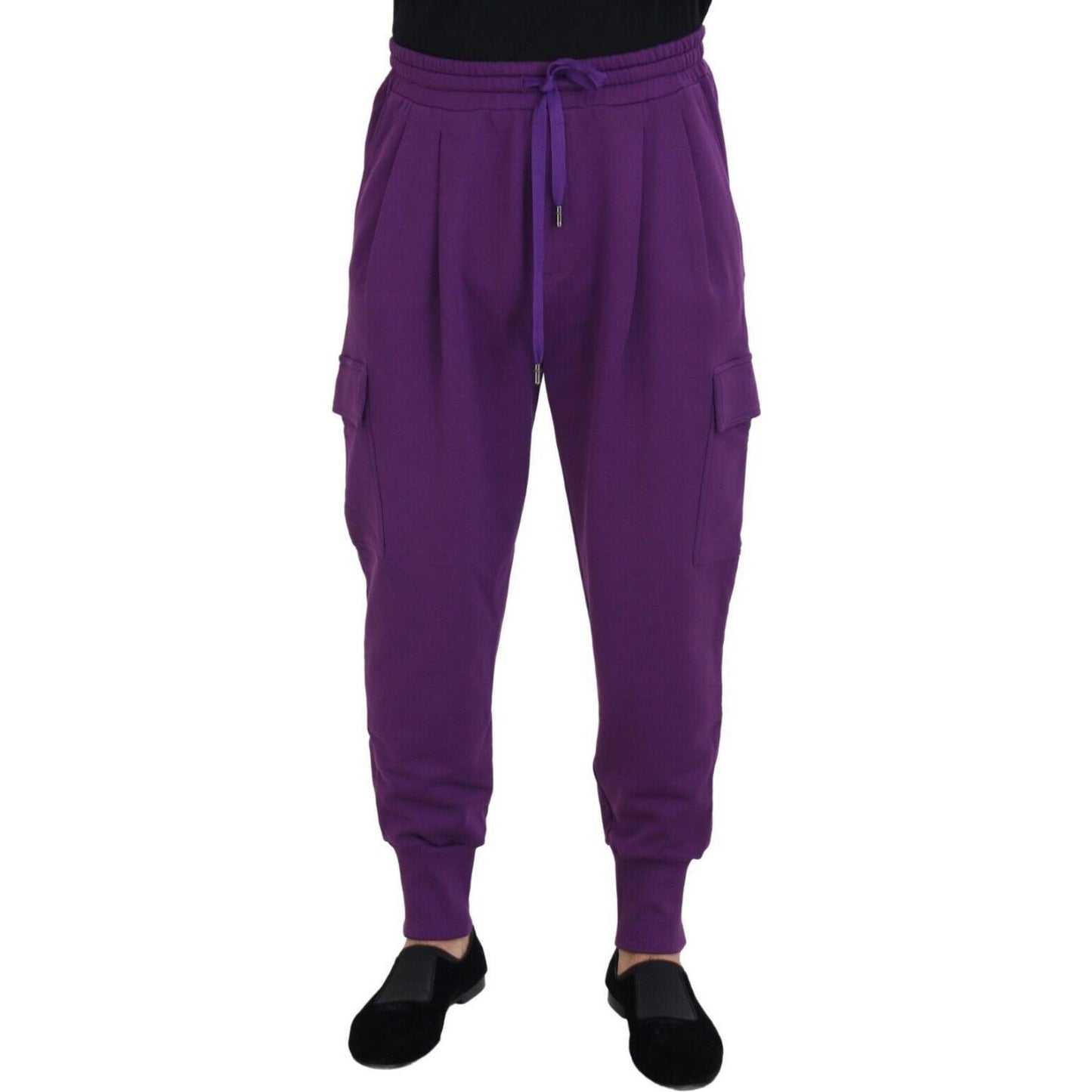Dolce & Gabbana Purple Cotton Cargo Sweatpants Jogging Pants