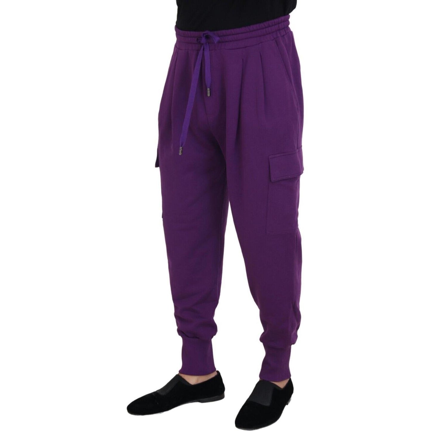 Dolce & Gabbana Purple Cotton Cargo Sweatpants Jogging Pants