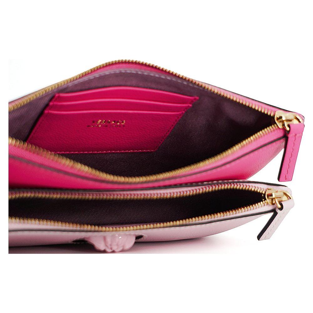 Versace Elegant Pink Leather Pouch Clutch