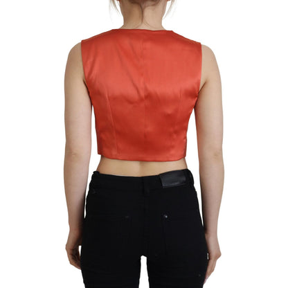 Dolce & Gabbana Orange Sleeveless Waistcoat Cropped Vest Top