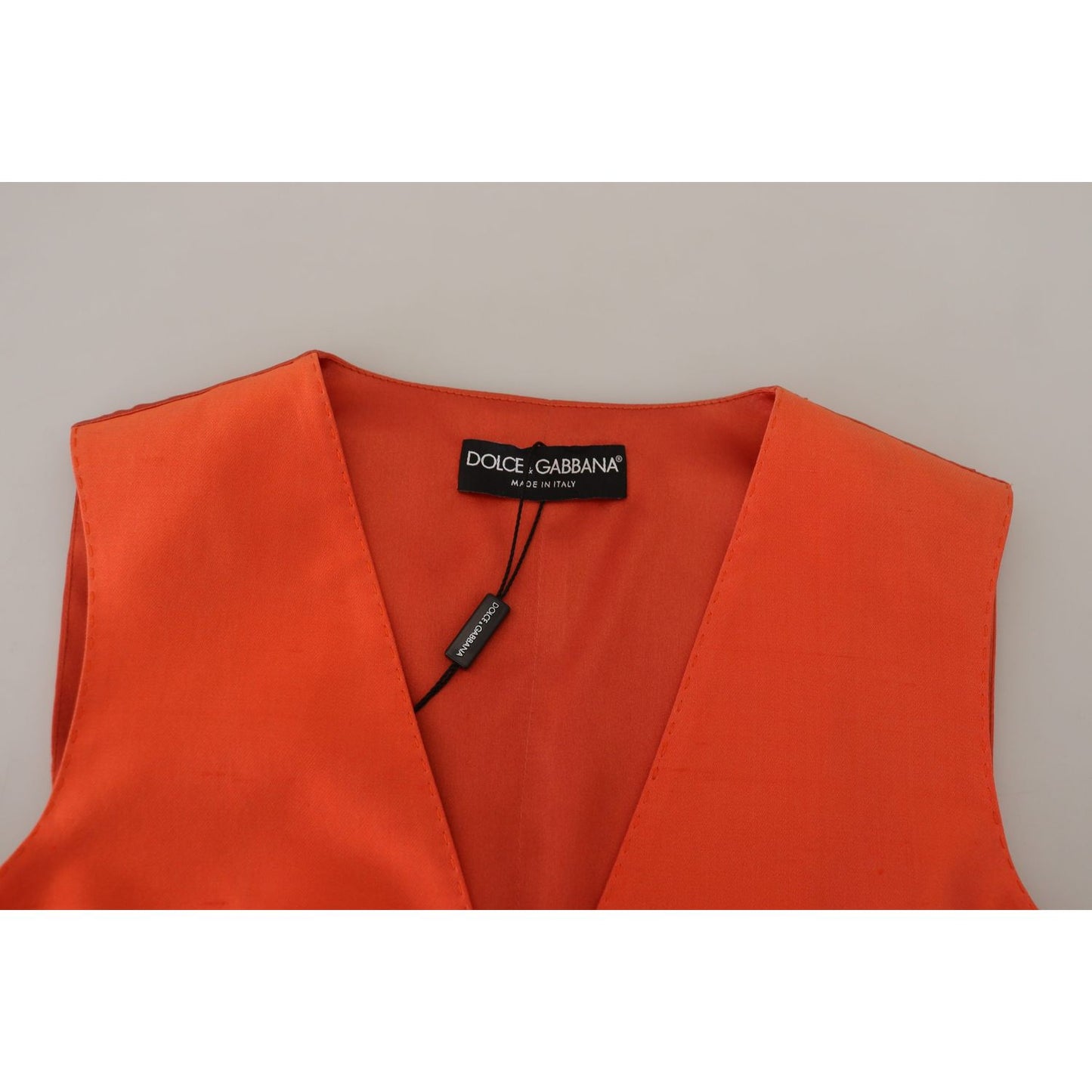 Dolce & Gabbana Orange Sleeveless Waistcoat Cropped Vest Top