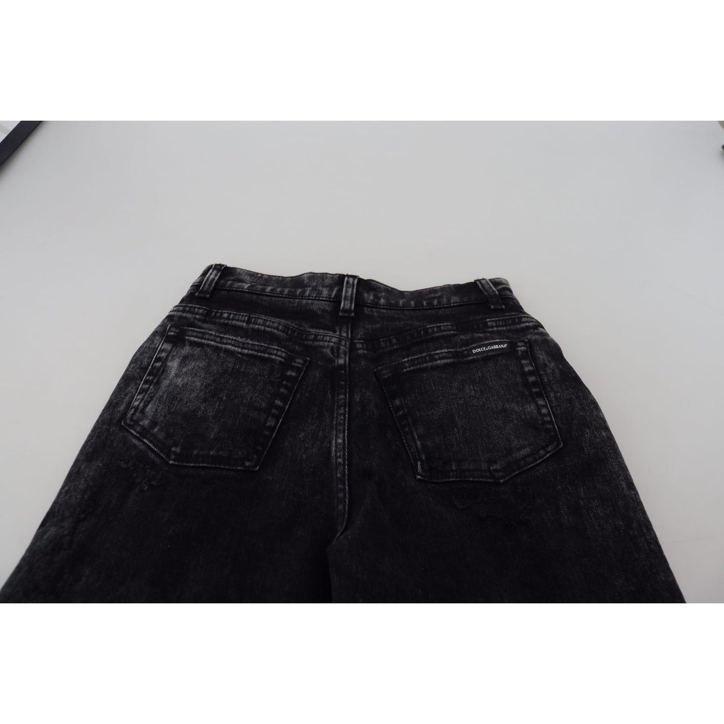 Dolce & Gabbana Black Washed Cotton High Waist Denim Jeans