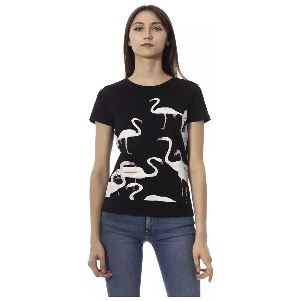 Trussardi Action Chic Black Short Sleeve Round Neck Tee