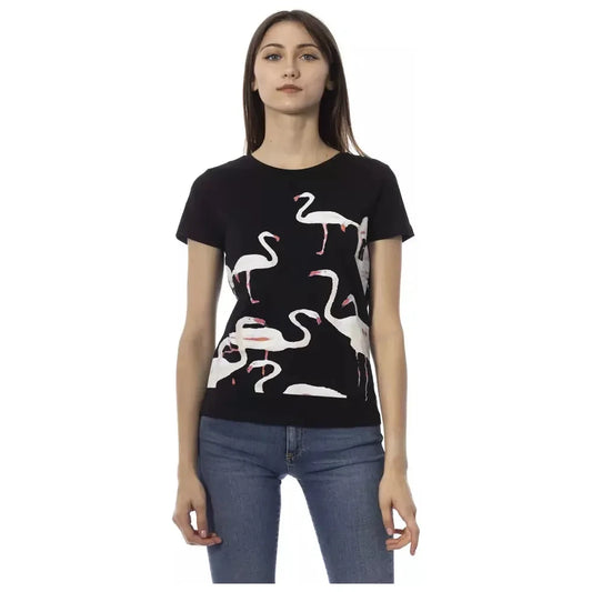 Trussardi Action Chic Black Short Sleeve Round Neck Tee