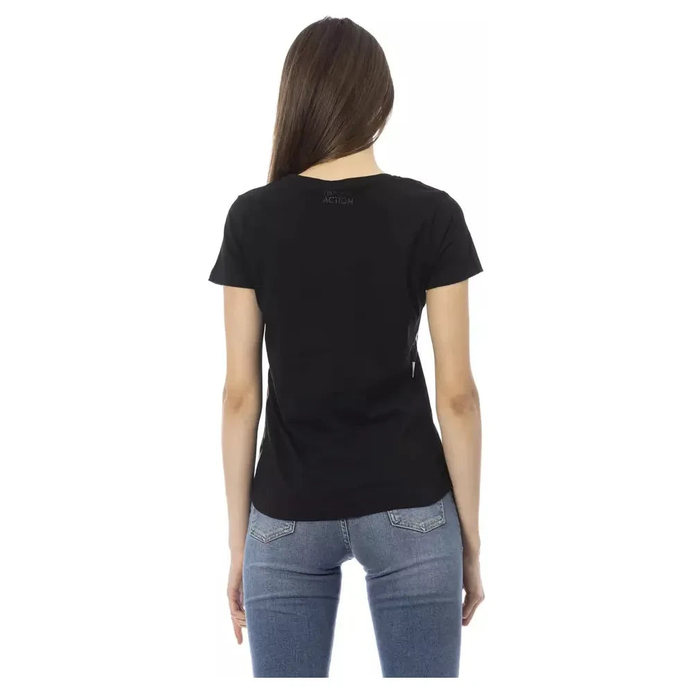 Trussardi Action Chic Black Short Sleeve Round Neck Tee
