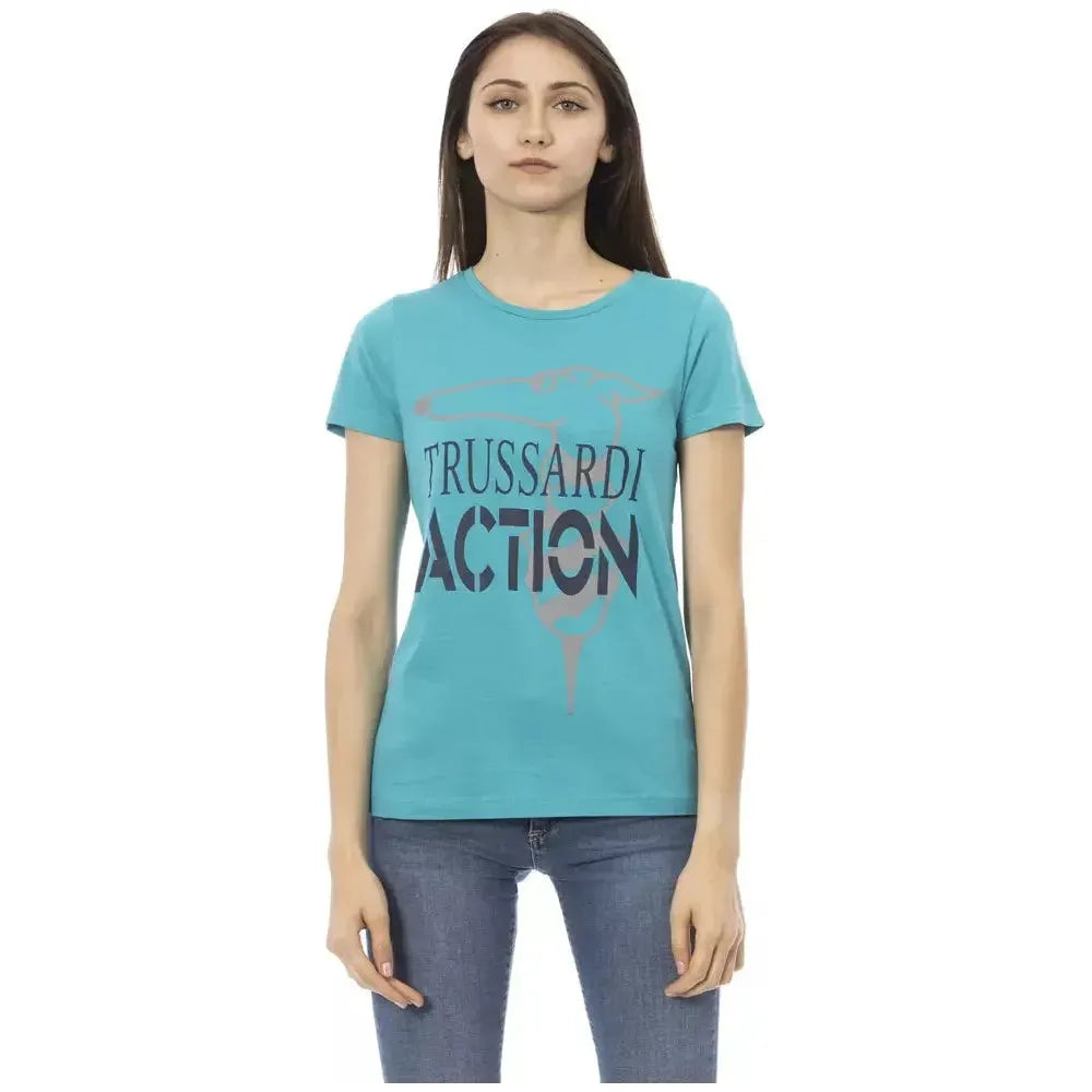 Trussardi Action Light Blue Cotton T-Shirt