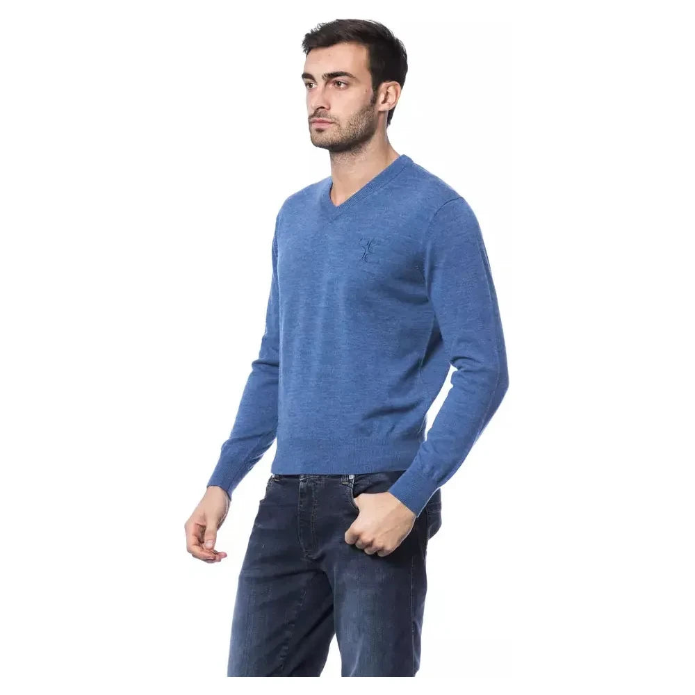 Billionaire Italian Couture Blue Merino Wool Sweater