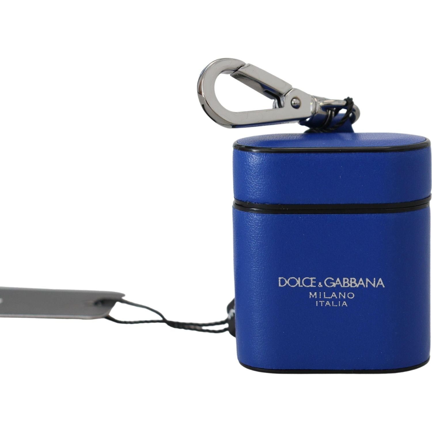 Dolce & Gabbana Blue Leather Silver Metal Logo Airpods Case